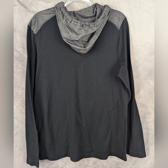 Rock And Republic Large Pullover With Drawstring Hood Black/Gray - Picture 2 of 10